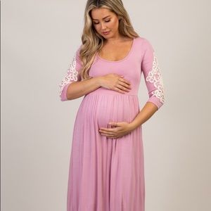 Pinkblush Pink Crochet Sleeve Maternity Maxi